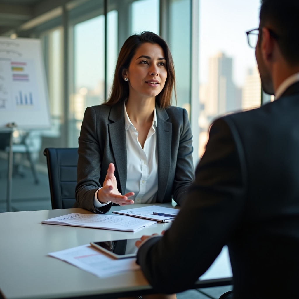 Team leader practicing structured feedback delivery techniques